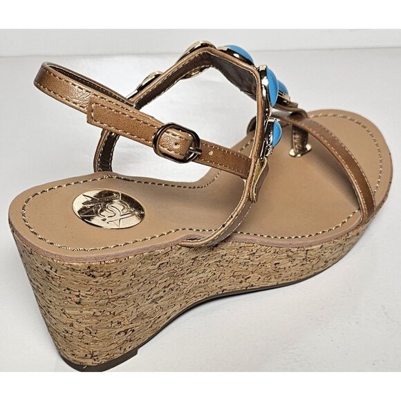 PRIMADONNA COLLECTION WOMEN SANDALS SIZE EURO 36 TAN TURQUOISE BEADING NEW - Picture 7 of 12